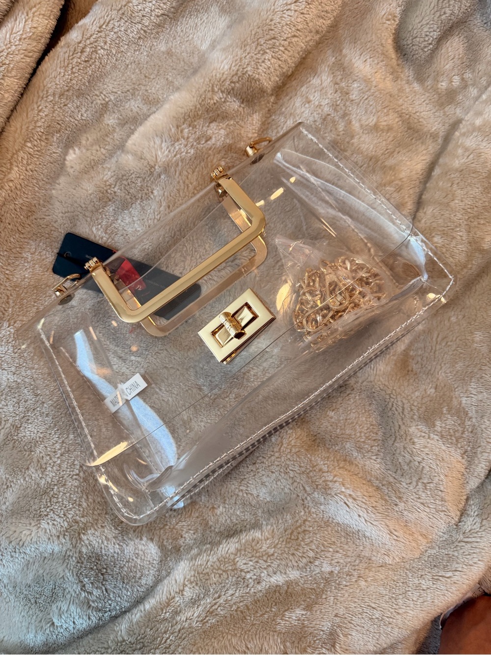 Clear Crossbody Bag with Gold Hardware
